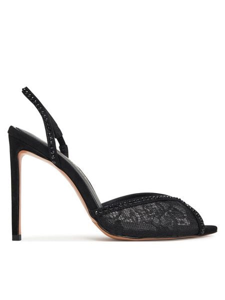 Eva Minge Sandały ROSE-SLT85016-208 Czarny. Czarne sandały damskie Eva Minge, bez wzorów, z materiału, bez obcasa, na szpilce, bez zapięcia. Za 429.99 zł.