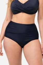 Damski Dół od bikini drapowanie wysoki stan. Niebieskie bikini damskie Ulla Popken, plus size, bez wzorów, plus size. Za 100.99 zł.