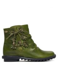 Laura Vita Botki Cyrielle 033 Zielony. Zielone botki damskie Laura Vita, ze skóry, bez obcasa, na płaskiej podeszwie, bez zapięcia. Za 559.99 zł.