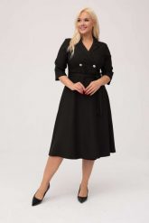 Elegancka czarna żakietowa sukienka Marietta XXL OVERSIZE JESIEŃ. Czarne sukienki damskie Moda Size Plus Iwanek, do pracy, na jesień, l, bez wzorów, z elastanu, biznesowe, bez kołnierzyka, bez ramiączek, mini, oversize. Za 325.00 zł.