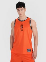 4F Tank top do koszykówki oversize szybkoschnący męski - pomarańczowy M. Brązowe koszulki sportowe męskie 4f, l, w ażurowe wzory, z dzianiny, klasyczne, bez kołnierzyka. W wyprzedaży za 79.99 zł.