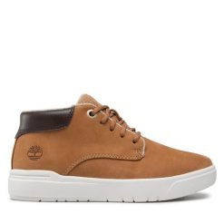 Sneakersy Timberland. Brązowe półbuty chłopięce Timberland, bez wzorów, bez zapięcia. Za 239.99 zł.