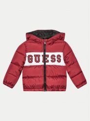 Guess Kurtka puchowa N4YL10 WGB60 Czerwony Regular Fit. Czerwone kurtki i płaszcze dla chłopców Guess, z aplikacjami, z puchu, bez kaptura. Za 299.99 zł.