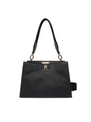 Tommy Hilfiger Torebka Th Her Med Satchel AW0AW17722 Czarny. Czarne torebki do ręki damskie Tommy Hilfiger, bez wzorów, ze skóry, bez dodatków. Za 399.99 zł.