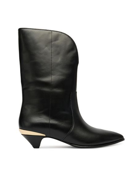 LOVE MOSCHINO Botki JA24363G0NIA0000 Czarny. Czarne botki damskie Love Moschino, ze skóry, bez obcasa, na słupku, bez zapięcia. Za 1,539.00 zł.