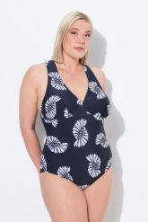 Damski Strój kąpielowy makramowa wstawka miękkie miseczki z recyklingu. Czarne kostiumy jednoczęściowe damskie Ulla Popken, plus size, bez wzorów, z elastanu, plus size, do pływania. Za 233.99 zł.