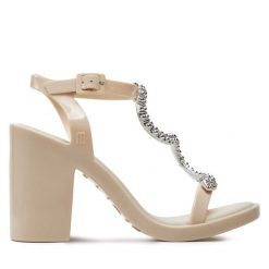 Sandały Melissa. Brązowe sandały damskie Melissa, bez wzorów, bez obcasa, na słupku, bez zapięcia. Za 429.99 zł.