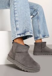 Szare Płaskie Klasyczne Śniegowce z Ociepleniem Emiriellea. Szare śniegowce i trapery damskie Born2be, z jeansu. Za 79.99 zł.