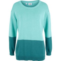 Sweter z okrągłym dekoltem "color-blocking" bonprix morski pastelowy - matowy kobaltowy. Swetry damskie bonprix. Za 49.99 zł.