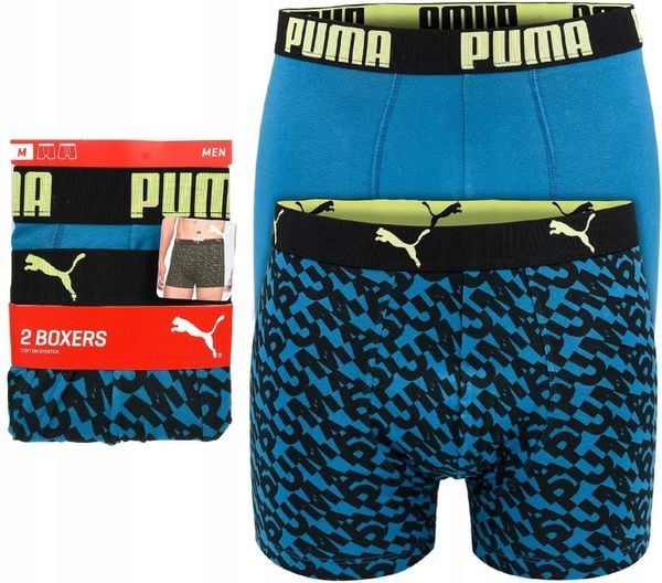 Bokserki męskie bawełniane 2 pary PUMA BOXER TRUNKS. Niebieskie bokserki męskie Puma, m, bez wzorów, z bawełny. Za 58.90 zł.
