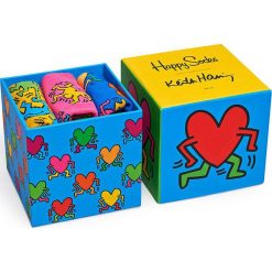 Happy Socks - Skarpety Keith Haring Box (3-pak). Niebieskie skarpety męskie marki Happy Socks, z bawełny. W wyprzedaży za 89.90 zł.