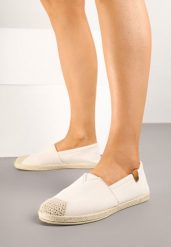 Beżowe Espadryle ze Zdobieniami z Plecionki i Elastyczną Wstawka Nelithae. Brązowe espadryle damskie Born2be, na lato, z aplikacjami, eleganckie, bez obcasa, bez zapięcia. Za 39.99 zł.