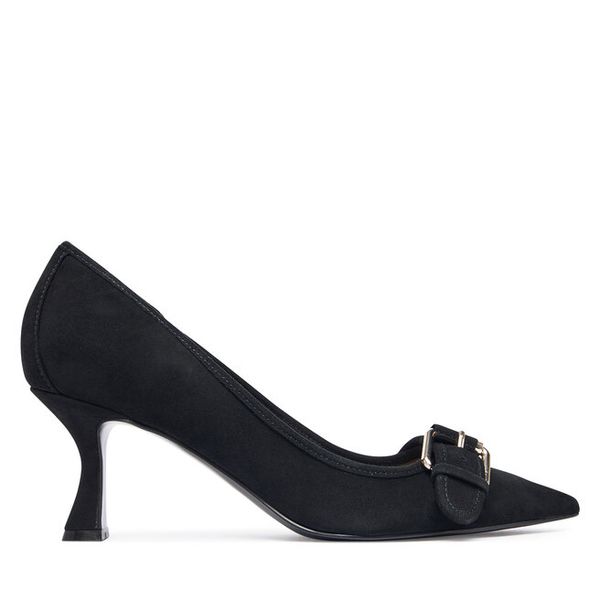 Czółenka Guess. Czarne czółenka damskie Guess, z aplikacjami, bez obcasa, bez zapięcia. Za 584.99 zł.