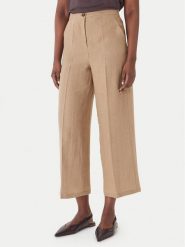 Marella Kuloty Clava 2615131182 Beżowy Regular Fit. Brązowe spodnie materiałowe damskie Marella, bez wzorów, ze lnu. Za 539.99 zł.