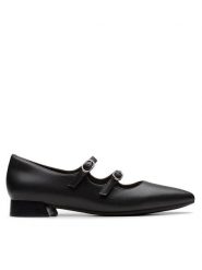 Clarks Półbuty Natalyn Lane 26181929 Czarny. Czarne półbuty damskie Clarks, bez wzorów, ze skóry, bez obcasa, na płaskiej podeszwie, bez zapięcia. Za 219.99 zł.
