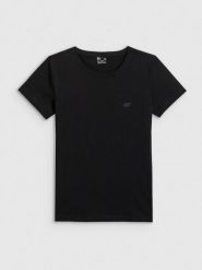 4F T-shirt slim gładki damski - czarny XS. Czarne t-shirty damskie 4f, xs, bez wzorów, z dzianiny, klasyczne, bez kołnierzyka. Za 49.99 zł.