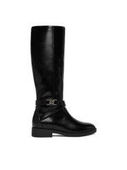 Nine West Kozaki CEO-NAJAT-01 Czarny. Czarne kozaki damskie Nine West, z materiału, bez obcasa, na płaskiej podeszwie. Za 329.99 zł.