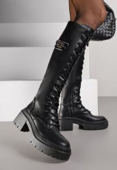 Czarne Sznurowane Kozaki Vices na Platformie w Stylu Grunge Lattime. Czarne kozaki damskie Born2be, z jeansu, bez obcasa, na platformie. Za 179.99 zł.