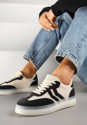 Czarno-Beżowe Sneakersy Tenisówki Ozdobione Paskami Falovinia. Czarne trampki i tenisówki damskie Renee, bez wzorów, z jeansu, eleganckie, bez zapięcia. Za 79.99 zł.