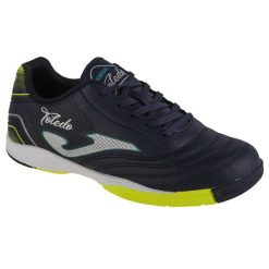 Buty halowe - halówki chłopięce, Joma Toledo Jr 24 TOJS IN. Niebieskie buty sportowe chłopięce Joma, bez wzorów, bez zapięcia, do piłki nożnej. Za 119.99 zł.