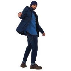 Męska Kurtka Ocieplana Falkner. Niebieskie kurtki męskie Regatta, m, z aplikacjami, z materiału, z kapturem. Za 157.99 zł.