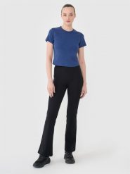 4F Legginsy z rozszerzanymi nogawkami damskie - czarne M. Czarne legginsy damskie 4f, m, bez wzorów, z bawełny, z podwyższonym stanem, długie. W wyprzedaży za 79.99 zł.
