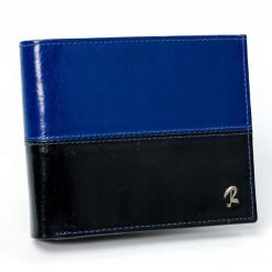 Portfel męski skórzany RFID Rovicky N01-VT2 czarno-niebieski. Czarne portfele męskie ROVICKY, bez wzorów. Za 70.00 zł.