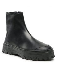 Patrizia Pepe Botki 8Y0016/L011-K103 Czarny. Czarne botki damskie Patrizia Pepe, ze skóry, bez obcasa, na płaskiej podeszwie, bez zapięcia. Za 1,249.00 zł.