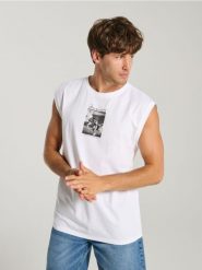 Tank top Muhammad Ali - biały. Białe t-shirty męskie Sinsay, l, bez wzorów, bez kołnierzyka. W wyprzedaży za 19.99 zł.