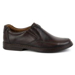 KOMODO Buty męskie ze skóry naturalnej slip-on 854K ciemny brązowe. Brązowe półbuty na co dzień męskie ze skóry, bez zapięcia. Za 351.82 zł.