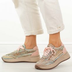 Różowe sneakersy damskie M.Daszyński Ol39-2. Czerwone obuwie sportowe damskie M.Daszyński, bez wzorów, z jeansu. W wyprzedaży za 269.10 zł.