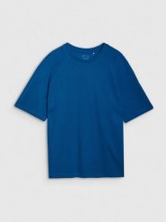 4F T-shirt oversize z modalem męski - turkusowy XL. Niebieskie koszulki sportowe męskie 4f, m, bez wzorów, z bawełny, klasyczne, bez kołnierzyka. W wyprzedaży za 59.99 zł.