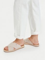 MICHAEL Michael Kors Klapki Kenzie 40S6KZFS2D Beżowy. Brązowe klapki damskie MICHAEL Michael Kors, bez wzorów, z materiału, bez obcasa. Za 322.99 zł.