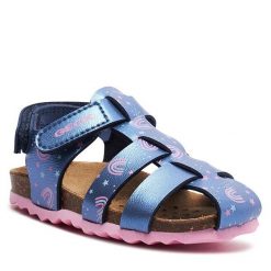 Sandały Geox. Niebieskie sandały dziewczęce Geox, bez zapięcia. Za 209.99 zł.
