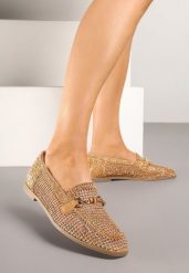 Brązowe Ażurowe Mokasyny Loafersy z Klamrą Koliswena. Brązowe mokasyny damskie Renee, eleganckie. Za 79.99 zł.