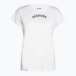 Koszulka damska Diadora Athletic Dept. Białe koszulki sportowe damskie Diadora, m, bez wzorów, z bawełny, bez kołnierzyka, bez ramiączek, na golfa. Za 99.99 zł.