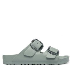 Klapki Birkenstock. Zielone klapki damskie Birkenstock, bez wzorów, bez obcasa. Za 279.99 zł.