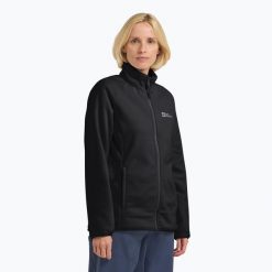 Bluza polarowa damska Jack Wolfskin Moonrise Full Zip. Czarne bluzy sportowe damskie Jack Wolfskin, bez wzorów, z polaru, bez kaptura, trekkingowe. Za 319.99 zł.