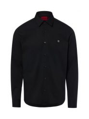 HUGO koszula codzienna Mężczyźni Slim Fit Bawełna czarny, L. Czarne koszule męskie Hugo, l, z aplikacjami, z bawełny, casualowe, bez kołnierzyka, bez ramiączek. Za 499.95 zł.