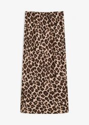 Spódnica midi z lejącej satyny. Brązowe spódnice damskie bonprix, bez wzorów, z satyny, midi. Za 129.99 zł.