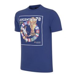 Koszulka dla dorosłych Panini FIFA Mistrzostwa Świata Argentyna 1978 - Niebieska. Niebieskie koszulki sportowe męskie COPA FOOTBALL, xl, bez wzorów, bez kołnierzyka, bez ramiączek, do piłki nożnej. Za 211.91 zł.