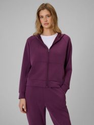 4F Bluza dresowa regular z kapturem damska - fioletowa S. Fioletowe bluzy damskie 4f, s, bez wzorów, z dresówki, z kapturem. Za 169.99 zł.