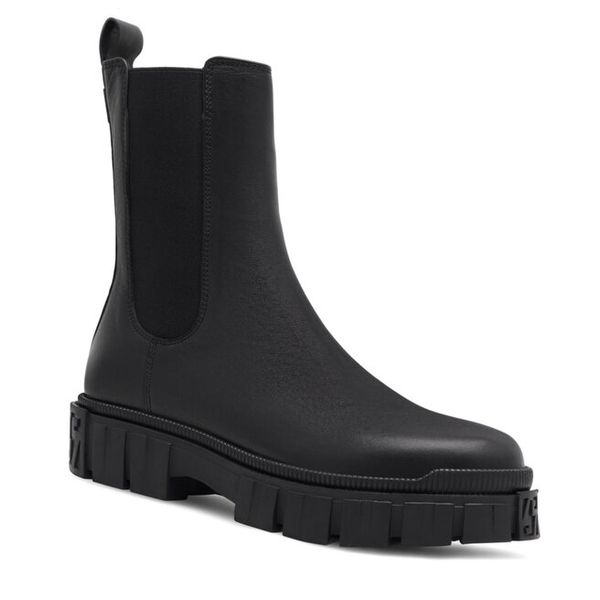 Botki GINO ROSSI. Czarne botki damskie Gino Rossi, bez obcasa, na płaskiej podeszwie, bez zapięcia. Za 429.99 zł.