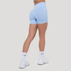Szorty damskie fitness slim Luma. Niebieskie szorty sportowe damskie GYMBEAM, s, bez wzorów, z elastanu, sportowe, z podwyższonym stanem, do biegania. Za 94.90 zł.