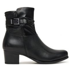 Botki Caprice. Czarne botki damskie Caprice, bez obcasa, na słupku, bez zapięcia. Za 409.99 zł.