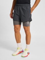 Damskie szorty 2 w 1 Hummel Hiit Intensity. Brązowe szorty sportowe damskie Hummel, s, bez wzorów, z materiału, klasyczne, z standardowym stanem, na fitness i siłownię. Za 249.55 zł.