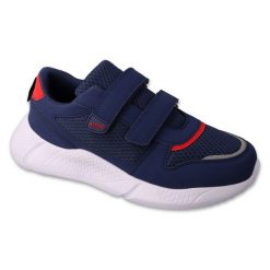 Befado sportowe dziecięce na rzepy navy/red 452Y006 niebieskie. Niebieskie buty sportowe chłopięce bez wzorów, z tkaniny, bez zapięcia. W wyprzedaży za 110.80 zł.