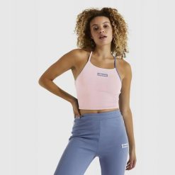 T-SHIRT DAMSKI KOSZULKA TOP CROP WIĄZANY ELLESSE. Koszulki sportowe damskie Ellesse, l, bez wzorów, z bawełny, bez kołnierzyka, bez ramiączek, do biegania. Za 116.00 zł.