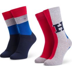 Zestaw 2 par wysokich skarpet unisex TOMMY HILFIGER - 392027001 White/Blue/Red 039. Skarpety damskie marki Tommy Hilfiger. Za 54.99 zł.