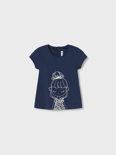 Mayoral T-Shirt 1013 Granatowy. Niebieskie t-shirty i topy dla dziewczynek Mayoral, bez wzorów, z bawełny, bez ramiączek. Za 39.99 zł.